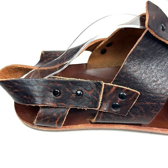 Cydwoq Men’s Leather Slingback Sandals Brown Handmade in New York size 45 US 11 - Picture 10 of 14